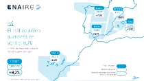 Mapa con los vuelos gestionados por Enaire en abril de 2024. Foto: Enaire