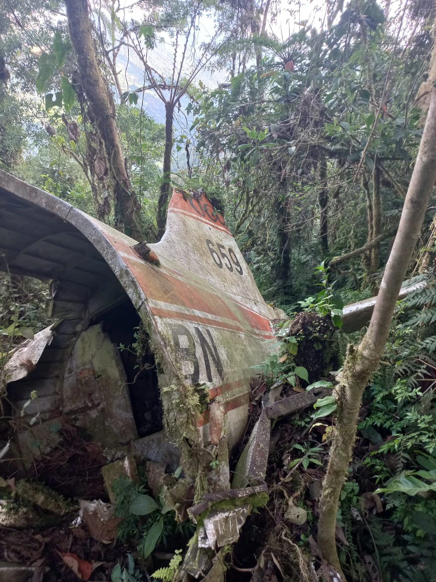 Douglas DC-3, matrcula OB-PBN-569, de Faucett, descubierto en la selva del Per. Foto: Mario Aquino Ore