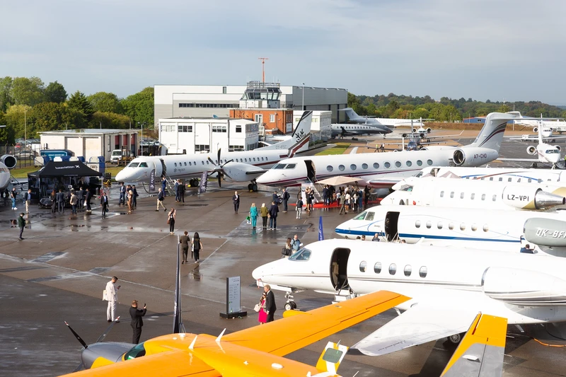Imagen de archivo de aeronaves est�ticas en el aeropuerto de aviaci�n ejecutiva y de negocios de Biggin Hill (Londres). Foto: Air Charter Expo