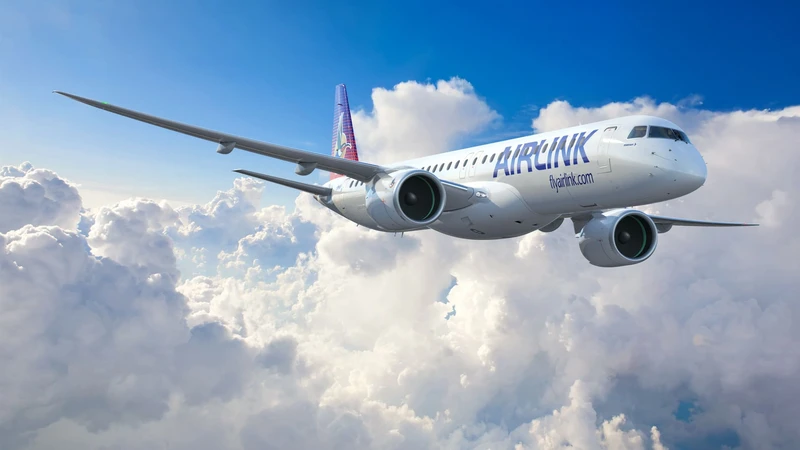 E195-E2 de la aerolnea Airlink en vuelo. Foto: Embraer