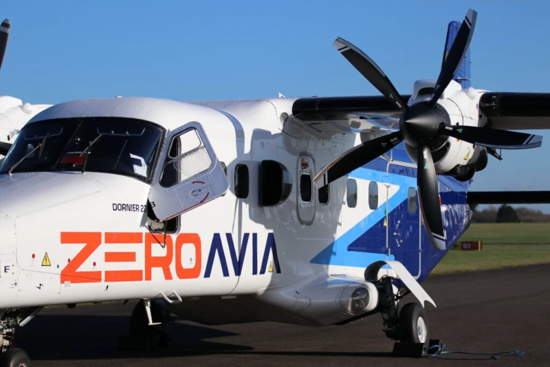 El avin de pruebas Dornier 228 de 19 asientos, equipado con un prototipo de motor elctrico de hidrgeno de ZeroAvia. Foto: ZeroAvia