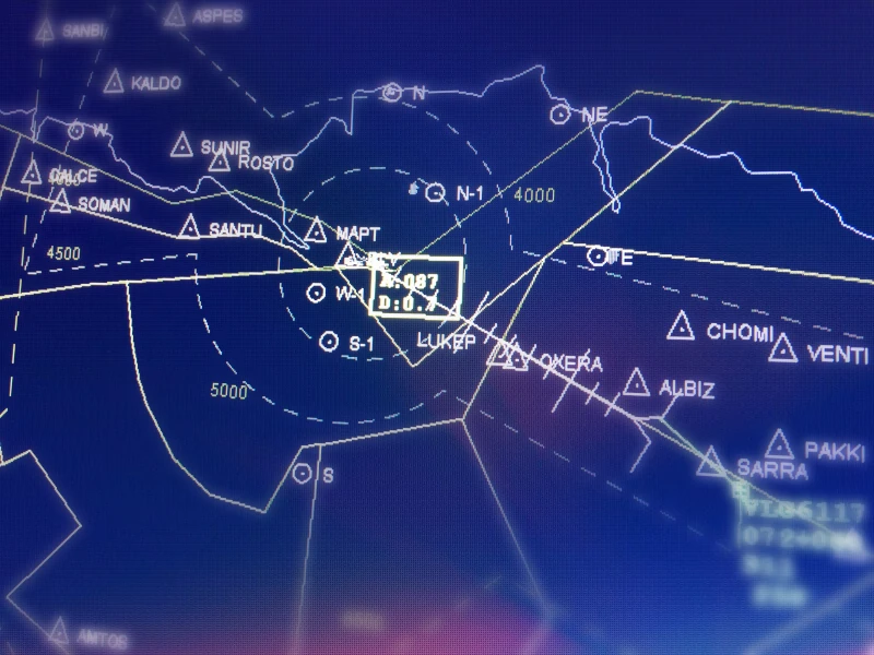Imagen de radar en un puesto de simulacin de control de trfico areo de SENASA. Foto: SENASA