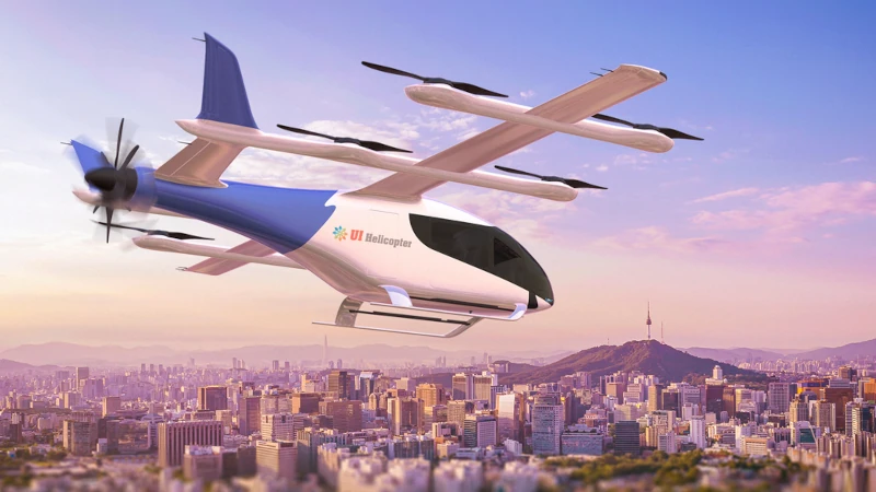 Recreacin digital de una Aeronave eVTOL de Eve Air Mobility con la decoracin de UI Helicopter. Foto: Eve Air Mobility