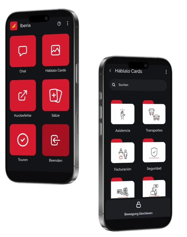Telfonos con imgenes de la app en funcionamiento. Foto: Iberia