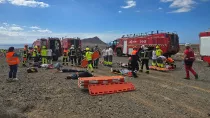 Simulacro general de accidente areo en el Aeropuerto de Tenerife Sur el pasado da 10 de marzo.