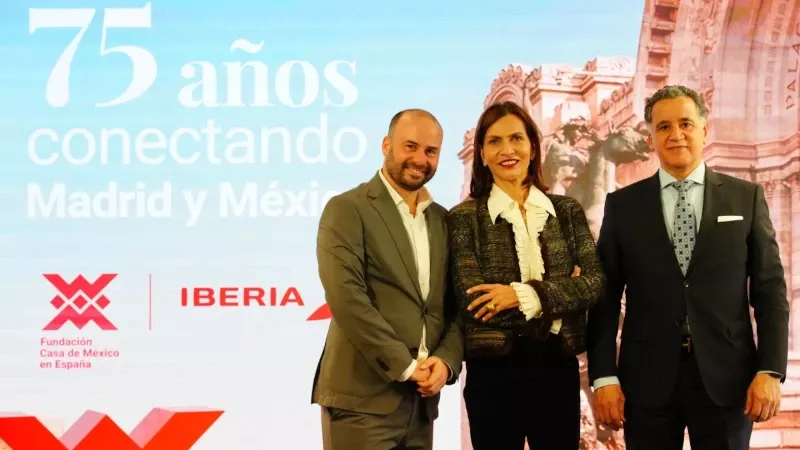 Foto de archivo de la reciente celebracin de los 75 aos de Iberia conectando Madrid y Mxico. Foto: Iberia