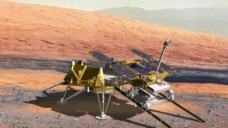 Recreacin artstica del rover Rosalind Franklin de Airbus. Foto: Airbus