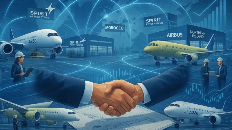 Ilustracin sobre el acuerdo de Spirit AeroSystems y Airbus generada con IA.