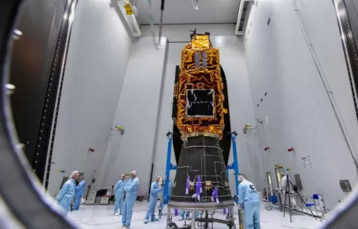 Satlite de vigilancia forestal Biomass construido por Airbus para la Agencia Espacial Europea (ESA). Foto: Airbus