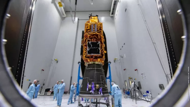Satlite de vigilancia forestal Biomass construido por Airbus para la Agencia Espacial Europea (ESA). Foto: Airbus