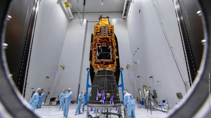 Satlite de vigilancia forestal Biomass construido por Airbus para la Agencia Espacial Europea (ESA). Foto: Airbus