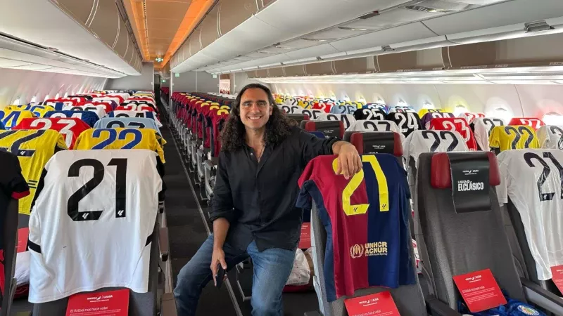 Juan Pablo Sorn en el avin preparado para el vuelo MadridCiudad de Mxico. Foto: Iberia