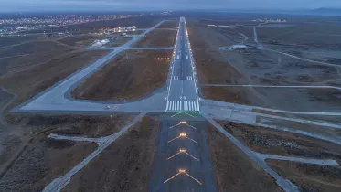 Vista de la pista principal del aeropuerto de Rio Gallegos. Foto: Prov. Santa Cruz