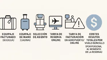 Conceptos de las tarifas ocultas de aerolneas europeas. 