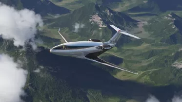 Recreacin digital del nuevo reactor ejecutivo sin ventanillas Phantom 3500 de Otto Aviation. Foto: Otto Aviation