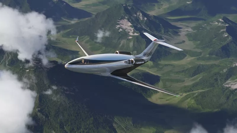Recreacin digital del nuevo reactor ejecutivo sin ventanillas Phantom 3500 de Otto Aviation. Foto: Otto Aviation