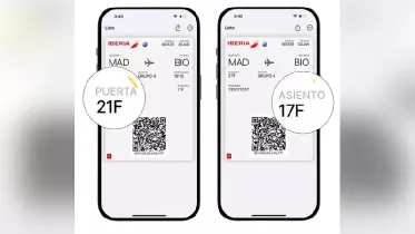 Nueva tarjeta de embarque digital de Iberia autoactualizable. Foto: Iberia