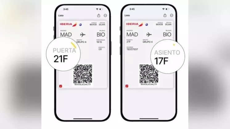 Nueva tarjeta de embarque digital de Iberia autoactualizable. Foto: Iberia