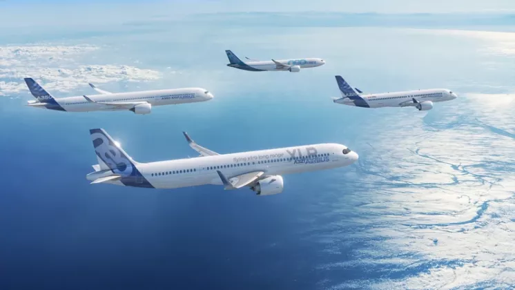 Familia de aviones de Aribus en vuelo. Foto: Airbus.
