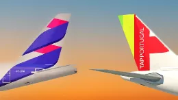 Ilustracin de aviones de TAP y LATAM.