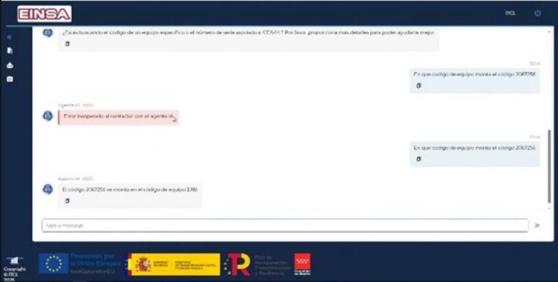 Imagen del chatbox mediante lenguaje natural desarrollado con tecnologa LLM para mejora de los procesos de ingeniera y diseo (foto EINSA).