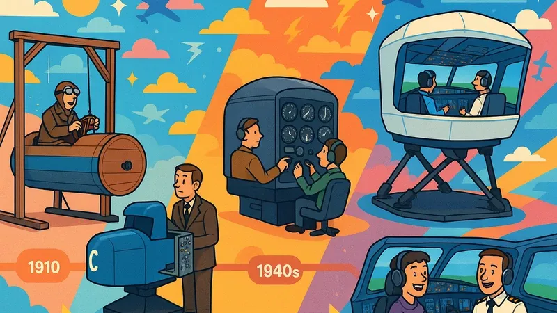 Ilustracin con diferentes tipos de simuladores utilizados a lo largo de la historia.