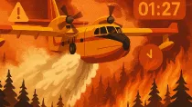 Recreacin de un avin de extincin de incendios apagando un fuego.