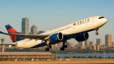 Ilustracin de un avin de la aerolnea Delta generada con IA.