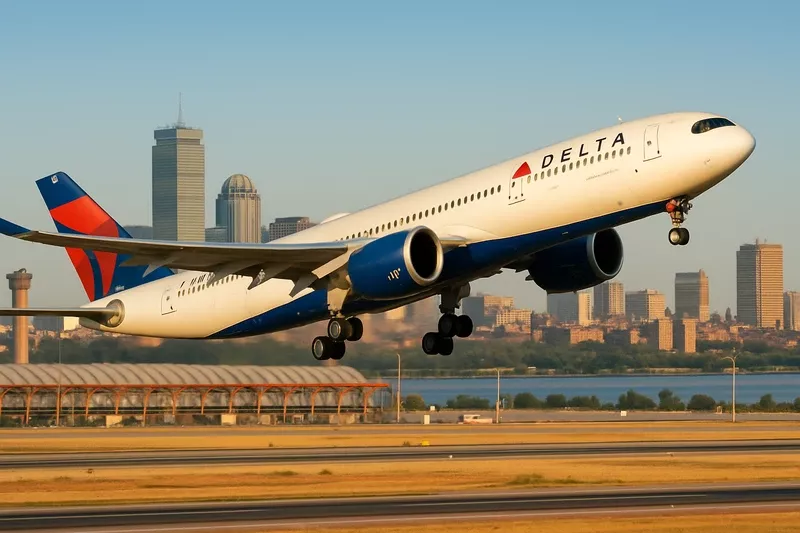 Ilustracin de un avin de la aerolnea Delta generada con IA.