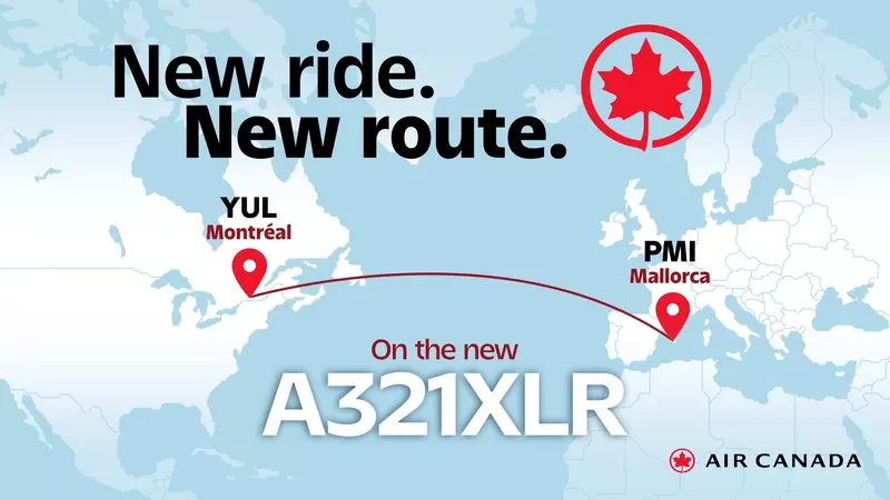 Ilustracin de la nueva ruta Montreal - Palma de Mallorca. Infografa: Air Canada