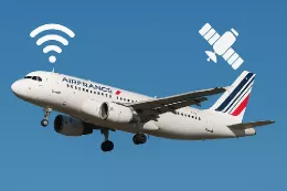 Air France con smbolos de Wifi y satlites.