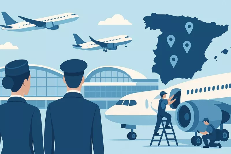 Ilustracin de ofertas de empleo en el sector aeronutico espaol.