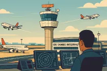 Imagen generada con IA de un supuesto centro de control de torre en el Aeropuerto OR Tambo en Johannesburgo.