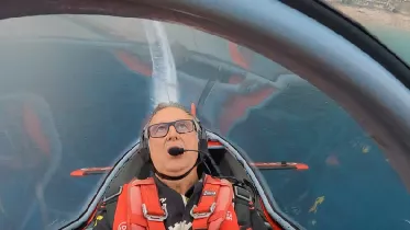 Cstor Fantoba durante su exhibicin en la Festa al Cel 2025 en Salou.