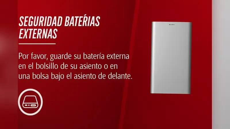 Imagen de Emirates para advertir de la prohibicin del uso de bateras externas en sus aviones. 