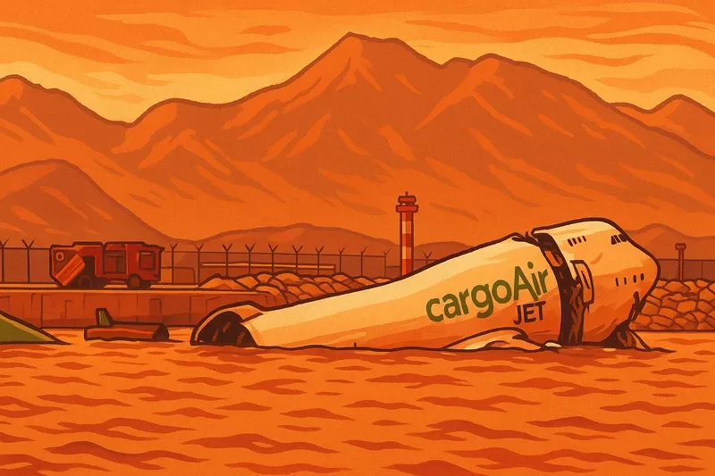 Imagen generada con IA del accidente del Boeing 747-481 carguero de Cargo Air en Hong Kong. 