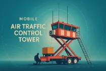 Representacin de la torre de control mvil de Amper. Imagen geneada con IA.