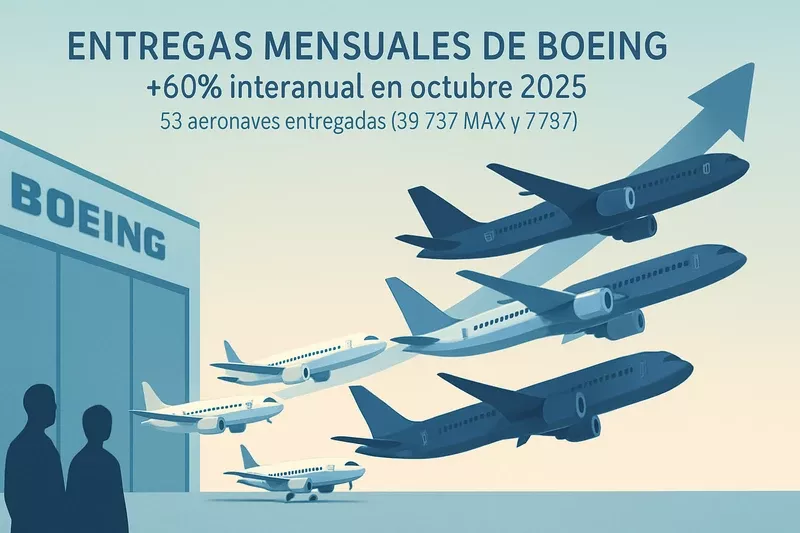 Ilustracin sobre los resultados de octubre de 2025 de Boeing, generada con IA.