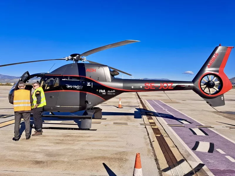 Helicptero utilizado durante los vuelos entre Mlaga y Granada dentro del marco del proyecto europeo OperA. Foto: Enaire