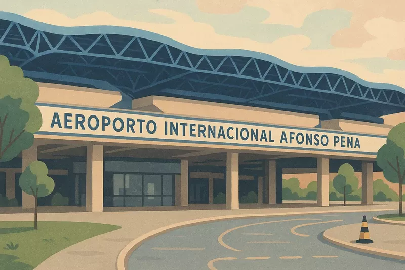 Ilustracin generada con IA del Aeropuerto de Curitiba.