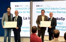 Representantes de las start-ups Citymet y Gemelo Digital Ans, que han sido reconocidas por Enaire por su innovación.