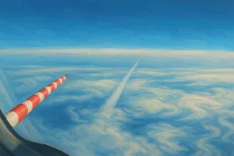 Estelas de condensacin medidas con el avin de investigacin DLR Falcon 20E / DLR-Monika Scheibe. Ilustracin generada con IA a partir de una imagen de A4CLIMATE