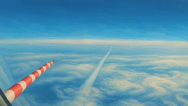 Estelas de condensacin medidas con el avin de investigacin DLR Falcon 20E / DLR-Monika Scheibe. Ilustracin generada con IA a partir de una imagen de A4CLIMATE