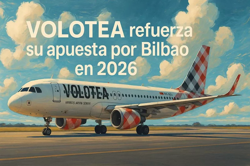 Ilustracin generada con IA de un avin de Volotea.