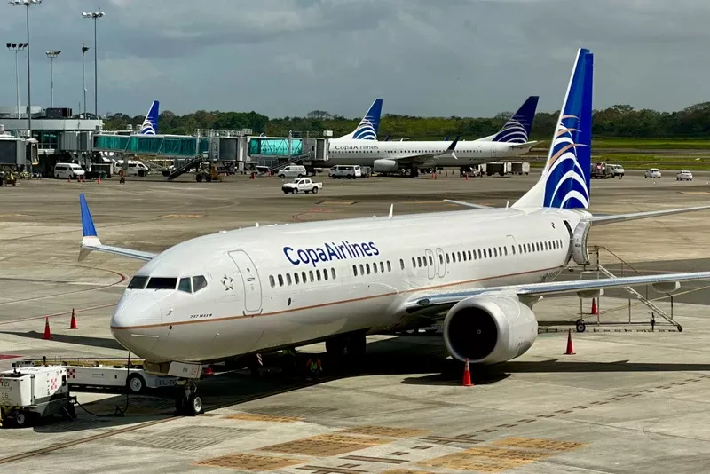 Aeronave de Copa Airlines en tierra.