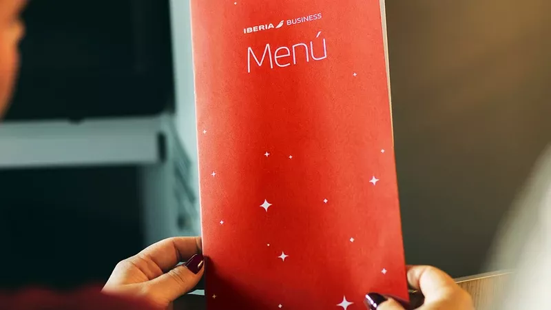 Portada del men� de Navida de la clases business de Iberia. Foto: Iberia