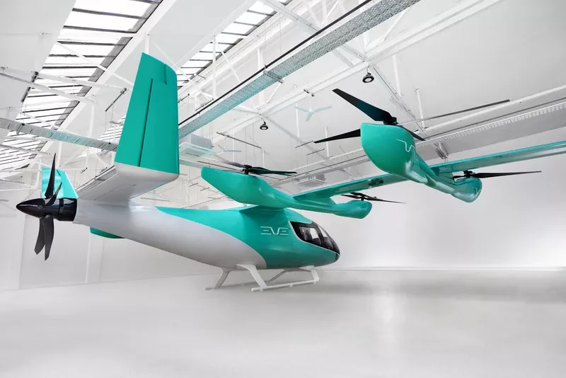 Aeronave eVTOL de Eve Air Moility. Foto: Eve Air Mobility Aeronave eVTOL de Eve Air Moility. Foto: Eve Air Mobility