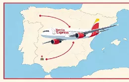 Ilustración generada con IA con un avión de Iberia Express.