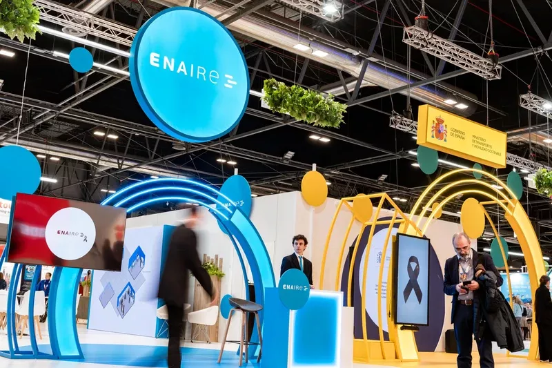 Espacio de Enaire en Fitur 2026. Foto: Enaire Espacio de Enaire en Fitur 2026. Foto: Enaire