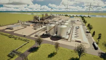Recreaci�n hecha por ordenador de la futura planta de SAF de SkyNRG en Pa�ses Bajos impulsada por KLM.
